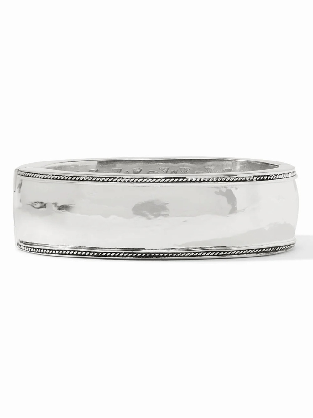 Polished Silver Tone Bangle Bracelet with Rope Edge Julie Vos